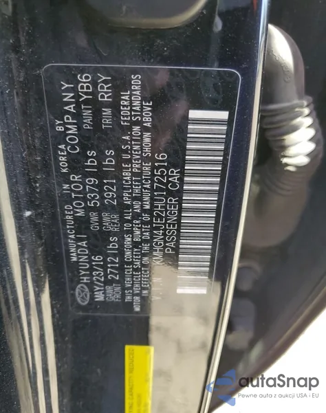2017 Genesis G80 Base from USA, damaged, VIN KMHGN4JE2HU172516